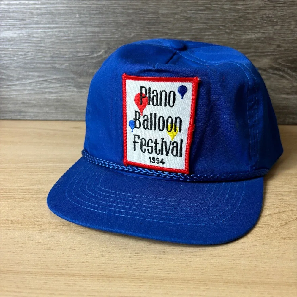 Vintage Plano Hat Cap Snapback Blue Trucker Texas Balloon Festival 1994